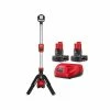 Budget 😀 Milwaukee M12 12-Volt Lithium-Ion Cordless 1400 Lumen ROCKET LED Stand Work Light with Two M12 6.0 Ah Battery Packs and Charger 🛒 -Deals Power Tools Store milwaukee jobsite lighting 48 59 2462 2132 20 64 1000