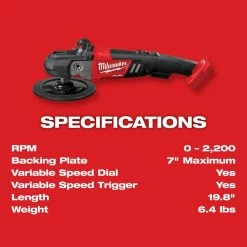 Flash Sale 😉 Milwaukee M18 FUEL 18V Lithium-Ion Brushless Cordless 7 in. Variable Speed Polisher with M18 5.0 Ah Battery 🎉 -Deals Power Tools Store milwaukee polishers 2738 20 48 11 1850 c3 1000