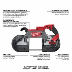 Best Pirce ⌛ Milwaukee M18 FUEL 18V Lithium-Ion Brushless Cordless Deep Cut Band Saw with M18 FUEL HACKZALL Reciprocating Saw ✔️ -Deals Power Tools Store milwaukee portable band saws 2729 20 2719 20 40 1000