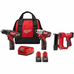 Best deal 🎁 Milwaukee M12 12V Lithium-Ion Cordless Drill Driver/Impact Driver Combo Kit with Pin Nailer and Two 1.5 Ah Battery Packs 👍