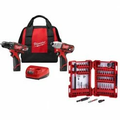 Coupon ⭐ Milwaukee M12 12V Lithium-Ion Cordless Drill Driver/Impact Driver w/Two 1.5Ah Batteries, Charger (2-Tool) & 45pc Bit Kit 😀