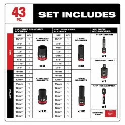 Coupon 🛒 Milwaukee M18/M12V Lithium-Ion Cordless 3/8 in. Ratchet 1/2 in. Impact 🔧 Wrench 3/8 in. SAE/Metric Impact Socket Set (43-Piece) 👍 -Deals Power Tools Store milwaukee power tool combo kits 2663 22rh 49 66 7009 40 1000