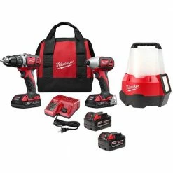 Flash Sale 😍 Milwaukee M18 18V Lithium-Ion Cordless Drill Driver/Impact Driver Combo Kit (2-Tool) w/LED Site Light & Two 3.0Ah Batteries ✨