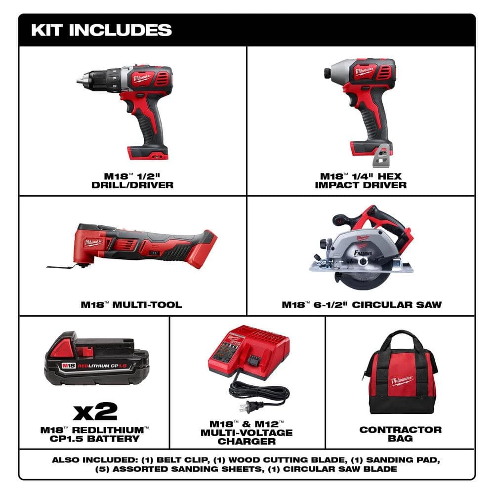 Budget ✔️ Milwaukee M18 18V Lithium-Ion Cordless Drill Driver/Impact Driver/Multi-Tool Combo Kit (3-Tool) W/ 6-1/2 in. Circular Saw ⌛ 4 Budget ✔️ Milwaukee M18 18V Lithium-Ion Cordless Drill Driver/Impact Driver/Multi-Tool Combo Kit (3-Tool) W/ 6-1/2 in. Circular Saw ⌛ - Image 2