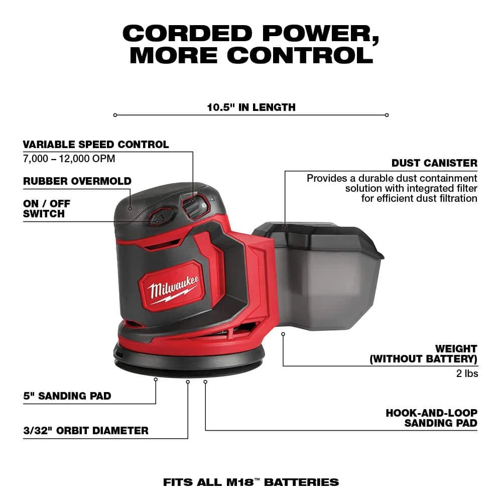 Wholesale ✨ Milwaukee M18 18V Lithium-Ion Cordless Drill Driver/Impact Driver/Reciprocating Saw Combo Kit (3-Tool) W/ Random Orbit Sander 🔥 8 Wholesale ✨ Milwaukee M18 18V Lithium-Ion Cordless Drill Driver/Impact Driver/Reciprocating Saw Combo Kit (3-Tool) W/ Random Orbit Sander 🔥 - Image 6
