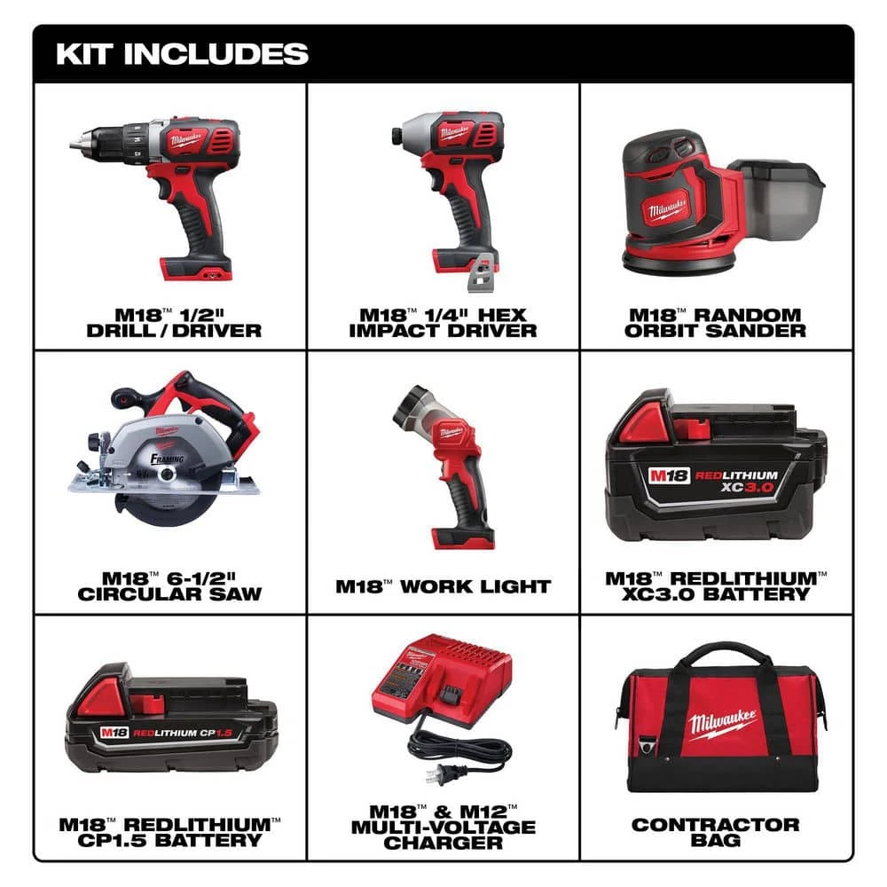 Budget π₯ Milwaukee M18 18V Lithium-Ion Cordless Combo Kit (5-Tool) with 2-Batteries, Charger and Tool Bag βοΈ 4 Budget π₯ Milwaukee M18 18V Lithium-Ion Cordless Combo Kit (5-Tool) with 2-Batteries, Charger and Tool Bag βοΈ - Image 2
