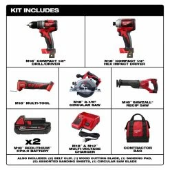Best deal 🛒 Milwaukee M18 18V Lithium-Ion Cordless Compact Drill/Impact/Multi-Tool/Circular Saw/Reciprocating Saw Combo Kit (5-Tool) 🔥 -Deals Power Tools Store milwaukee power tool combo kits 2892 22ct 2626 20 2630 20 2621 20 e1 1000