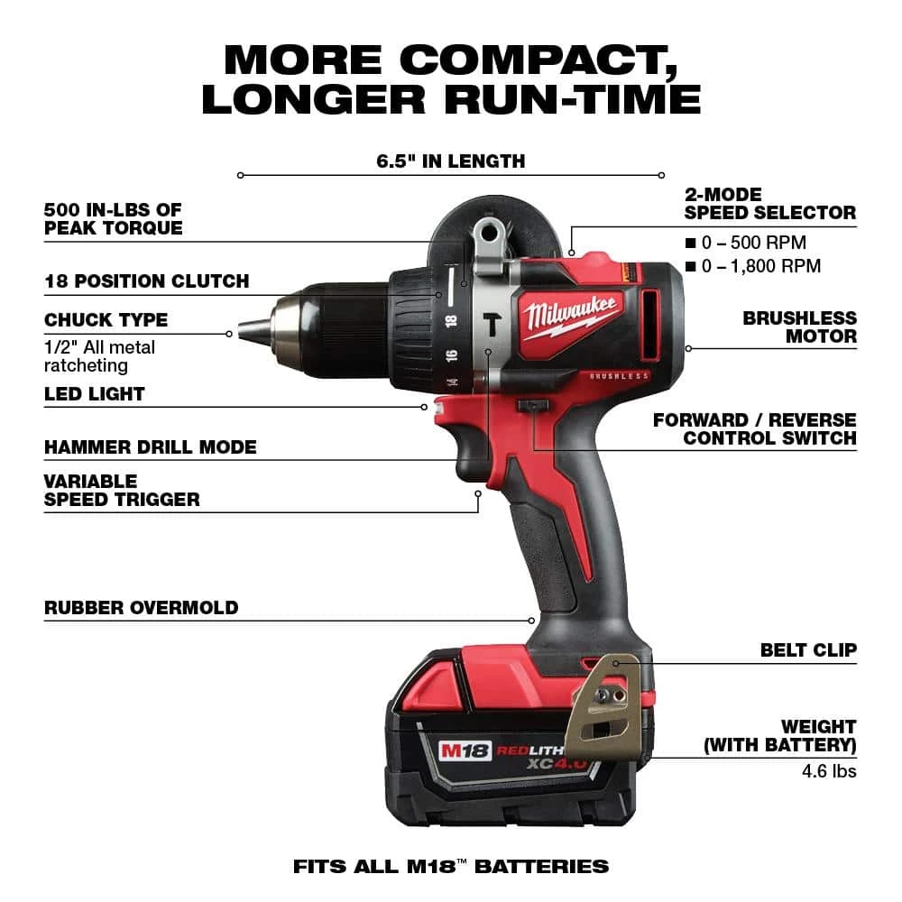 Hot Sale 🥰 Milwaukee M18 18V Lithium-Ion Brushless Cordless 🔨 Hammer Drill and Impact Combo Kit (2-Tool) w/ M18 Oscillating Multi-Tool 😀 4 Hot Sale 🥰 Milwaukee M18 18V Lithium-Ion Brushless Cordless 🔨 Hammer Drill and Impact Combo Kit (2-Tool) w/ M18 Oscillating Multi-Tool 😀 - Image 2