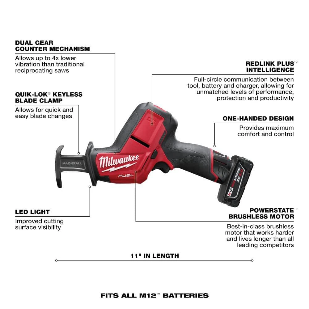 Brand new ๐ Milwaukee M12 FUEL 12V Lithium-Ion Brushless Cordless HACKZALL Reciprocating Saw Kit w/ One 4.0Ah Batteries Charger & Tool Bag ๐ 6 Brand new ๐ Milwaukee M12 FUEL 12V Lithium-Ion Brushless Cordless HACKZALL Reciprocating Saw Kit w/ One 4.0Ah Batteries Charger & Tool Bag ๐ - Image 4