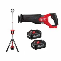 Best deal 🌟 Milwaukee M18 18-Volt Lithium-Ion Cordless Tower Light w/SAWZALL, Two 6Ah HO Batteries (2-Tool) 👍