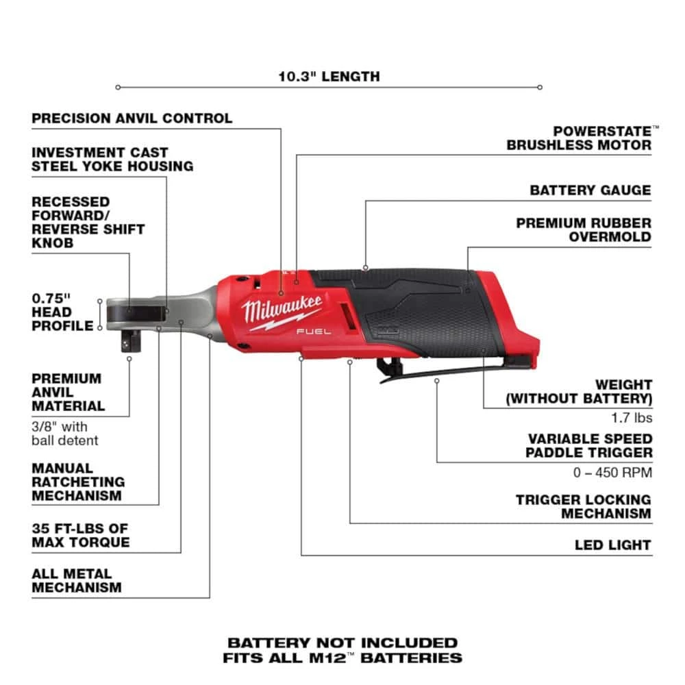 Outlet 🔥 Milwaukee M12 FUEL 12V Lithium-Ion Cordless 3/8 in. Ratchet and 1/4 in. Impact Driver Kit (2-Tool) w/Batteries, Charger & Bag 👍 6 Outlet 🔥 Milwaukee M12 FUEL 12V Lithium-Ion Cordless 3/8 in. Ratchet and 1/4 in. Impact Driver Kit (2-Tool) w/Batteries, Charger & Bag 👍 - Image 4