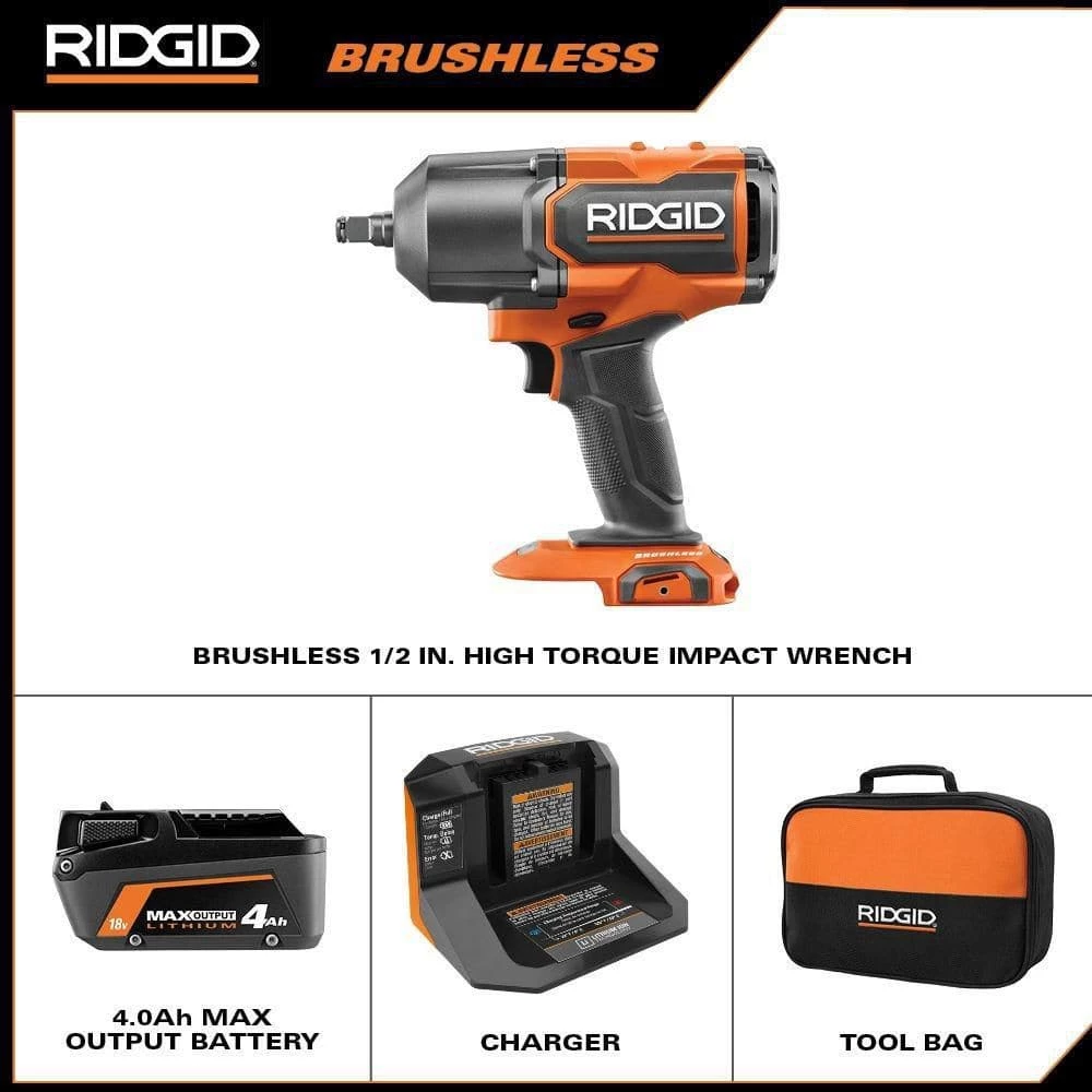 Budget 😍 RIDGID 18V Brushless Cordless 4-Mode 1/2 in. High-Torque Impact 🔧 Wrench Kit with 4.0 Ah Battery and Charger 👏 4 Budget 😍 RIDGID 18V Brushless Cordless 4-Mode 1/2 in. High-Torque Impact 🔧 Wrench Kit with 4.0 Ah Battery and Charger 👏 - Image 2