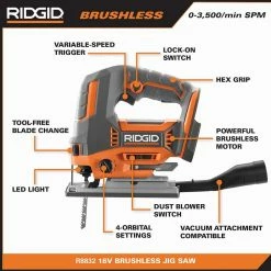 Deals 🛒 RIDGID 18V 6.0 Ah and 4.0 Ah MAX Output Lithium-Ion Batteries and Charger Kit with Bag and 18V Brushless Jig Saw 😍 -Deals Power Tools Store ridgid jigsaws ac840060sb1 r8832b 40 1000