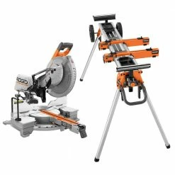 Budget 😉 RIDGID 15 Amp 12 in. Corded Dual Bevel Sliding Miter Saw with 70 Deg. Miter Capacity with Professional Compact Miter Saw Stand ✨