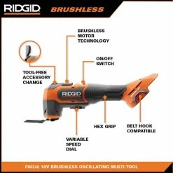 Cheap 🎁 RIDGID 18V Brushless Cordless Oscillating Multi-Tool (Tool Only) ✔️ -Deals Power Tools Store ridgid oscillating tools r86240b 40 1000