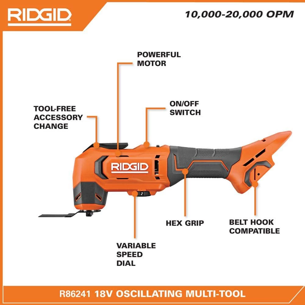 Cheap ⭐ RIDGID 18V Cordless Oscillating Multi-Tool Kit with (2) 2.0 Ah Batteries and Charger ❤️ 5 Cheap ⭐ RIDGID 18V Cordless Oscillating Multi-Tool Kit with (2) 2.0 Ah Batteries and Charger ❤️ - Image 3