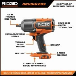 Hot Sale 🧨 RIDGID 18V Brushless Cordless 2-Tool Combo Kit with High-Torque Impact 🔧 Wrench, Jig Saw, 4.0 Ah Battery, and Charger ⌛ -Deals Power Tools Store ridgid power tool combo kits r86212kn r8832b 40 1000