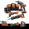 Coupon 🎉 RIDGID 18V Brushless Cordless 4-Tool Combo Kit w/ 18V Brushless Reciprocating Saw, 18V Brushless Jig Saw 💯 -Deals Power Tools Store ridgid power tool combo kits r9225 r8647b r8832b 64 1000