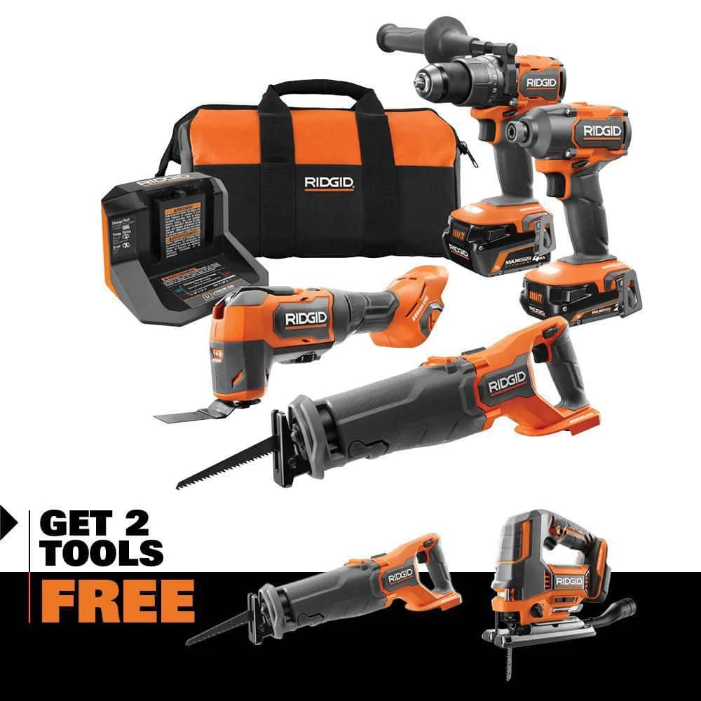Coupon 🎉 RIDGID 18V Brushless Cordless 4-Tool Combo Kit w/ 18V Brushless Reciprocating Saw, 18V Brushless Jig Saw 💯 3 Coupon 🎉 RIDGID 18V Brushless Cordless 4-Tool Combo Kit w/ 18V Brushless Reciprocating Saw, 18V Brushless Jig Saw 💯