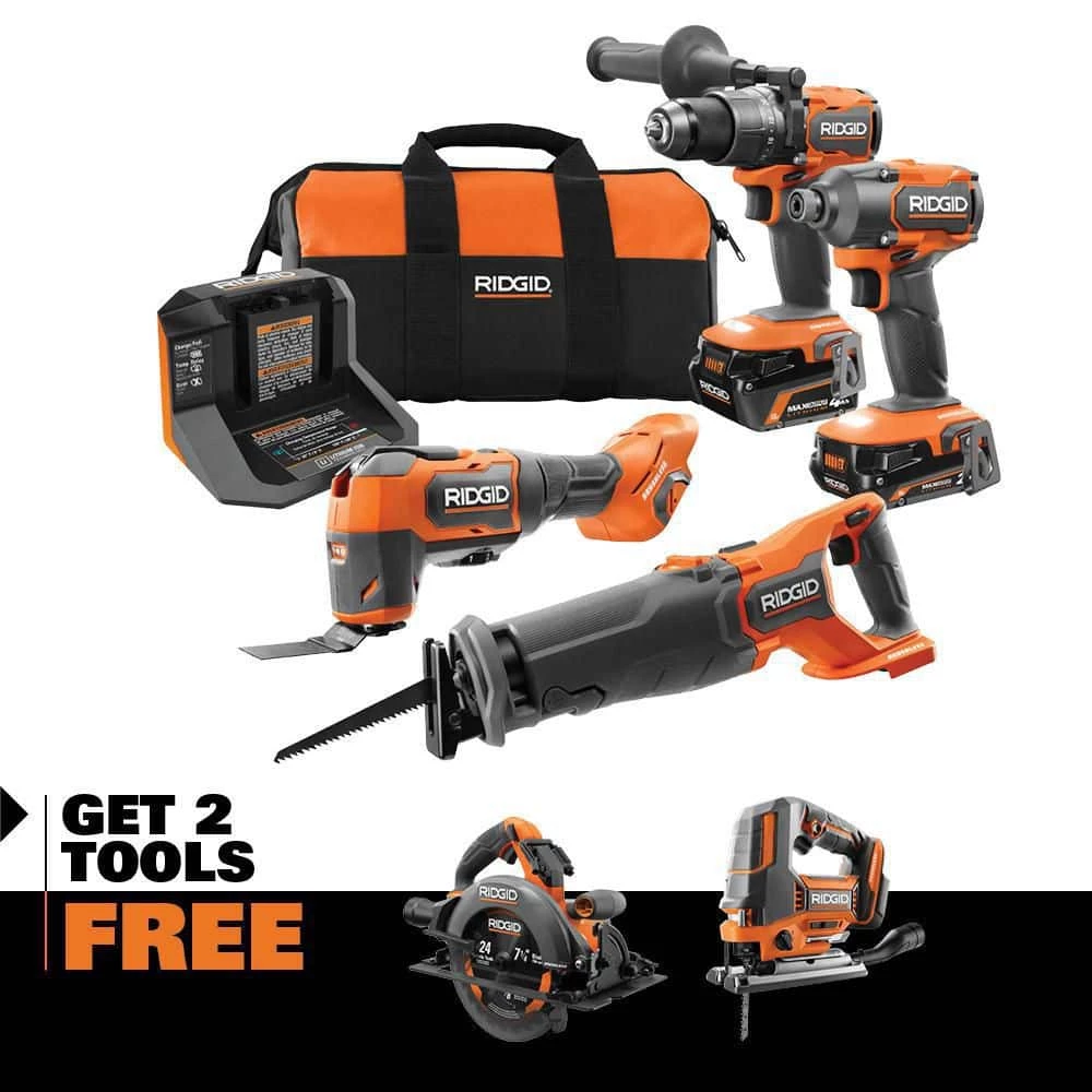 Top 10 🔥 RIDGID 18V Brushless Cordless 4-Tool Combo Kit w/ 18V Brushless 7-1/4 in. Circular Saw, 18V Brushless Jig Saw 😍 3 Top 10 🔥 RIDGID 18V Brushless Cordless 4-Tool Combo Kit w/ 18V Brushless 7-1/4 in. Circular Saw, 18V Brushless Jig Saw 😍