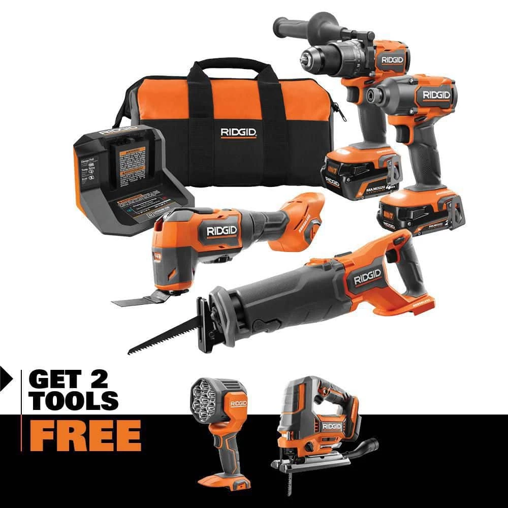 Cheapest โจ RIDGID 18V Brushless Cordless 4-Tool Combo Kit w/ 18V Cordless LED Spotlight, 18V Brushless Jig Saw ๐ 3 Cheapest โจ RIDGID 18V Brushless Cordless 4-Tool Combo Kit w/ 18V Cordless LED Spotlight, 18V Brushless Jig Saw ๐