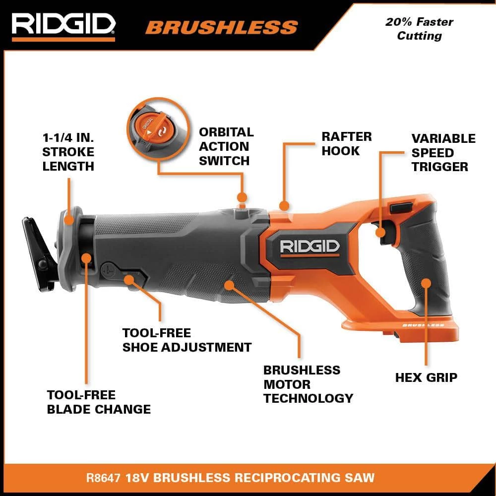 Best deal 👍 RIDGID 18V Brushless Cordless Reciprocating Saw (Tool Only) ⭐ 5 Best deal 👍 RIDGID 18V Brushless Cordless Reciprocating Saw (Tool Only) ⭐ - Image 3