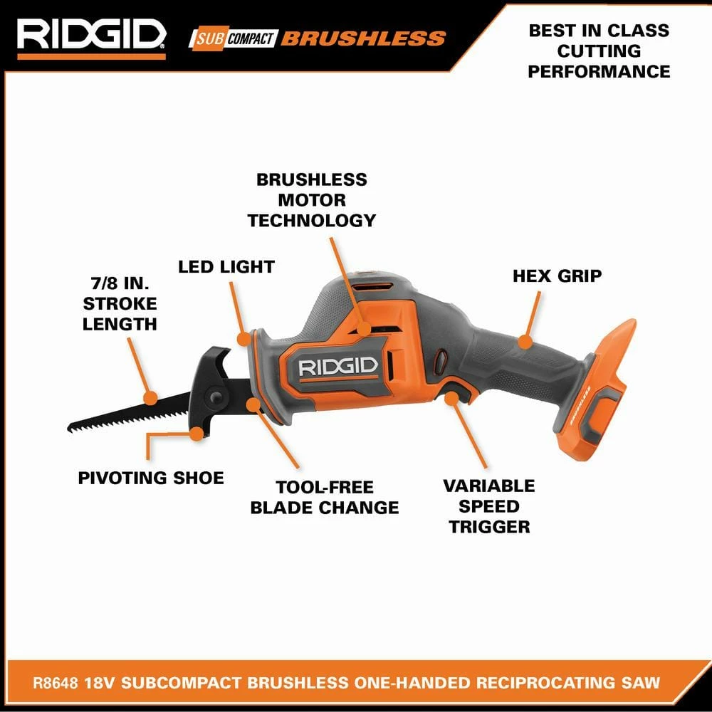 Outlet ๐ RIDGID 18V SubCompact Brushless Cordless One-Handed Reciprocating Saw (Tool Only) ๐คฉ 5 Outlet ๐ RIDGID 18V SubCompact Brushless Cordless One-Handed Reciprocating Saw (Tool Only) ๐คฉ - Image 3