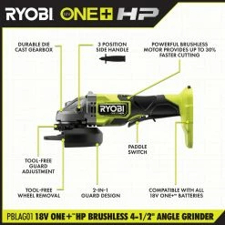 Best Pirce ๐ RYOBI ONE+ HP 18V Brushless Cordless 4-1/2 in. Angle Grinder (Tool Only) ๐ 19 Best Pirce ๐ RYOBI ONE+ HP 18V Brushless Cordless 4-1/2 in. Angle Grinder (Tool Only) ๐ -Deals Power Tools Store ryobi angle grinders pblag01b 40 1000