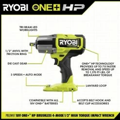 Discount ❤️ RYOBI ONE+ HP 18V Brushless Cordless 4-Mode 1/2 in. High Torque Impact 🔧 Wrench (Tool Only) 🧨 -Deals Power Tools Store ryobi impact wrenches pbliw01b 40 1000