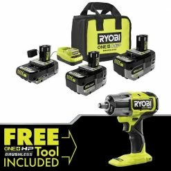 Deals 🔥 RYOBI ONE+ 18V Lithium-Ion 2.0 Ah, 4.0 Ah, and 6.0 Ah HIGH PERFORMANCE Batteries and Charger Kit w/ HP Brushless Impact 🔧 Wrench 🌟