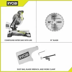 Cheap 🎁 RYOBI 14 Amp Corded 10 in. Compound Miter Saw with LED Cutline Indicator 👏 -Deals Power Tools Store ryobi miter saws ts1346 e1 1000