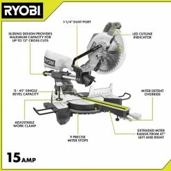 Best Sale 😍 RYOBI 15 Amp 10 in. Corded Sliding Compound Miter Saw with LED Cutline Indicator 💯 -Deals Power Tools Store ryobi miter saws tss103 40 1000