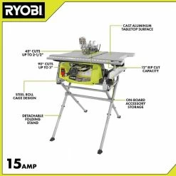 Coupon ❤️ RYOBI 15 Amp 10 in. Compact Portable Jobsite Table Saw with Folding Stand 🎁 -Deals Power Tools Store ryobi portable table saws rts12 40 1000
