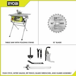 Coupon ❤️ RYOBI 15 Amp 10 in. Compact Portable Jobsite Table Saw with Folding Stand 🎁 -Deals Power Tools Store ryobi portable table saws rts12 e1 1000