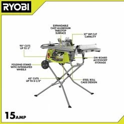 Promo 🌟 RYOBI 15 Amp 10 in. Expanded Capacity Portable Table Saw With Rolling Stand 😀 -Deals Power Tools Store ryobi portable table saws rts23 40 1000