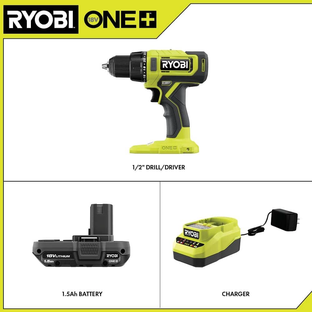 Outlet π RYOBI ONE+ 18V Cordless 1/2 in. Drill/Driver Kit with (1) 1.5 Ah Battery and Charger π€© 4 Outlet π RYOBI ONE+ 18V Cordless 1/2 in. Drill/Driver Kit with (1) 1.5 Ah Battery and Charger π€© - Image 2
