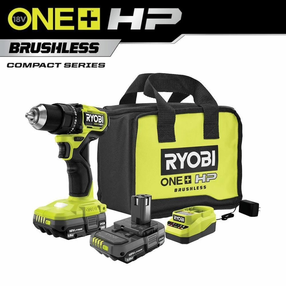 Best Pirce 🥰 RYOBI ONE+ HP 18V Brushless Cordless Compact 1/2 in. Drill/Driver Kit with (2) 1.5 Ah Batteries, Charger and Bag ⭐ 3 Best Pirce 🥰 RYOBI ONE+ HP 18V Brushless Cordless Compact 1/2 in. Drill/Driver Kit with (2) 1.5 Ah Batteries, Charger and Bag ⭐