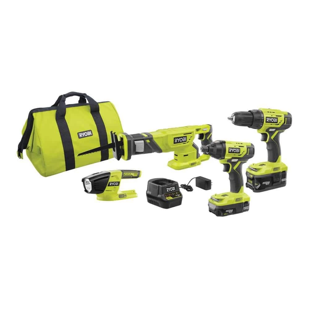 Cheap 🔔 RYOBI ONE+ 18V Lithium-Ion Cordless 4-Tool Combo Kit with (2) Batteries, 18V Charger, and Bag ⌛ 3 Cheap 🔔 RYOBI ONE+ 18V Lithium-Ion Cordless 4-Tool Combo Kit with (2) Batteries, 18V Charger, and Bag ⌛