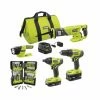 Top 10 💯 RYOBI ONE+ 18V Cordless 4-Tool Combo Kit w/(2) Batteries, Charger & Bag w/Bonus Impact Rated Driving Kit (70-Piece) 🔥 -Deals Power Tools Store ryobi power tool combo kits p1818 ar2040 64 1000