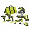 New 🥰 RYOBI ONE+ 18V Cordless 6-Tool Combo Kit with 1.5 Ah Battery, 4.0 Ah Battery, and Charger 🧨 -Deals Power Tools Store ryobi power tool combo kits pcl1600k2 64 1000