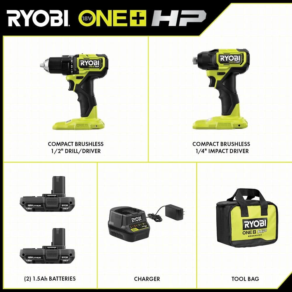 Brand new 😀 RYOBI ONE+ HP 18V Brushless Cordless Compact 1/2 in. Drill and Impact Driver Kit with (2) 1.5 Ah Batteries, Charger and Bag 💯 18 Brand new 😀 RYOBI ONE+ HP 18V Brushless Cordless Compact 1/2 in. Drill and Impact Driver Kit with (2) 1.5 Ah Batteries, Charger and Bag 💯 - Image 16