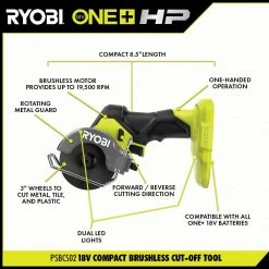Buy ⭐ RYOBI ONE+ HP 18V Brushless Cordless Compact 1/2 in. Drill/Driver, Impact Driver, Cut-Off Tool, (2) Batteries, Charger, Bag ❤️ -Deals Power Tools Store ryobi power tool combo kits psbck01k psbcs02b 1d 1000