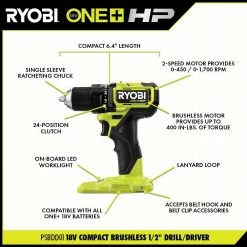 Best Sale 🌟 RYOBI ONE+ HP 18V Brushless Cordless 5-Tool Combo Kit with (2) 1.5 Ah Batteries, Charger, and Bag 🤩 -Deals Power Tools Store ryobi power tool combo kits psbck05k2 40 1000