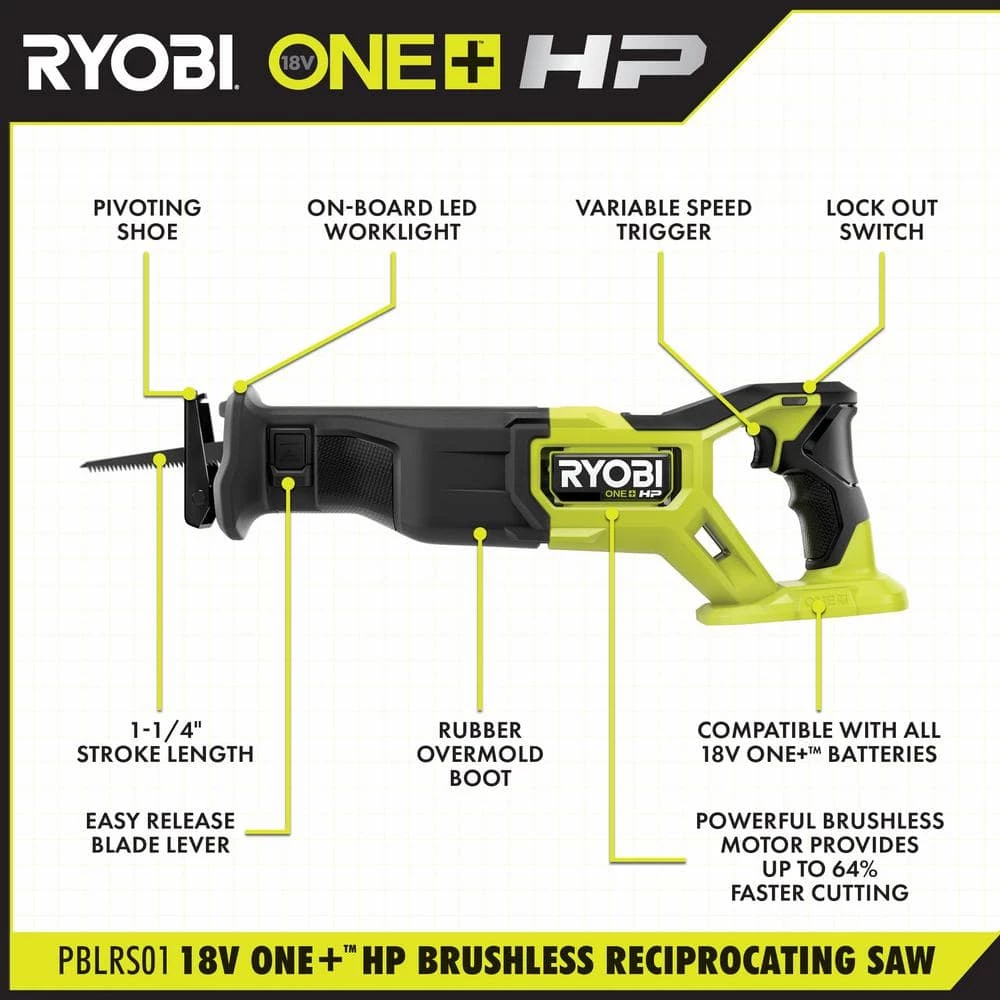 Best Sale 👏 RYOBI ONE+ HP 18V Brushless Cordless Reciprocating Saw (Tool Only) 🔔 5 Best Sale 👏 RYOBI ONE+ HP 18V Brushless Cordless Reciprocating Saw (Tool Only) 🔔 - Image 3