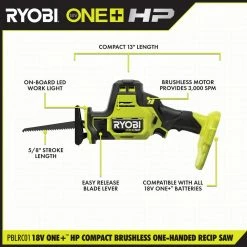 Wholesale ✨ RYOBI ONE+ HP 18V Brushless Cordless Compact One-Handed Reciprocating Saw (Tool Only) ✨ 18 Wholesale ✨ RYOBI ONE+ HP 18V Brushless Cordless Compact One-Handed Reciprocating Saw (Tool Only) ✨ -Deals Power Tools Store ryobi reciprocating saws psbrs01b 40 1000