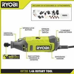 Deals ⭐ RYOBI 1.4 Amp Corded Rotary Tool 😀 -Deals Power Tools Store ryobi rotary tools rrt200 40 1000